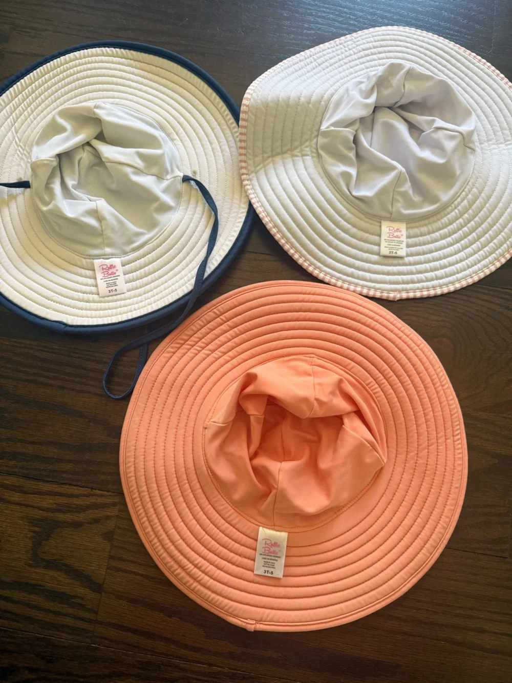 Kids Wide-Brim Sun Hat - Peach, Navy, Pink Stripe